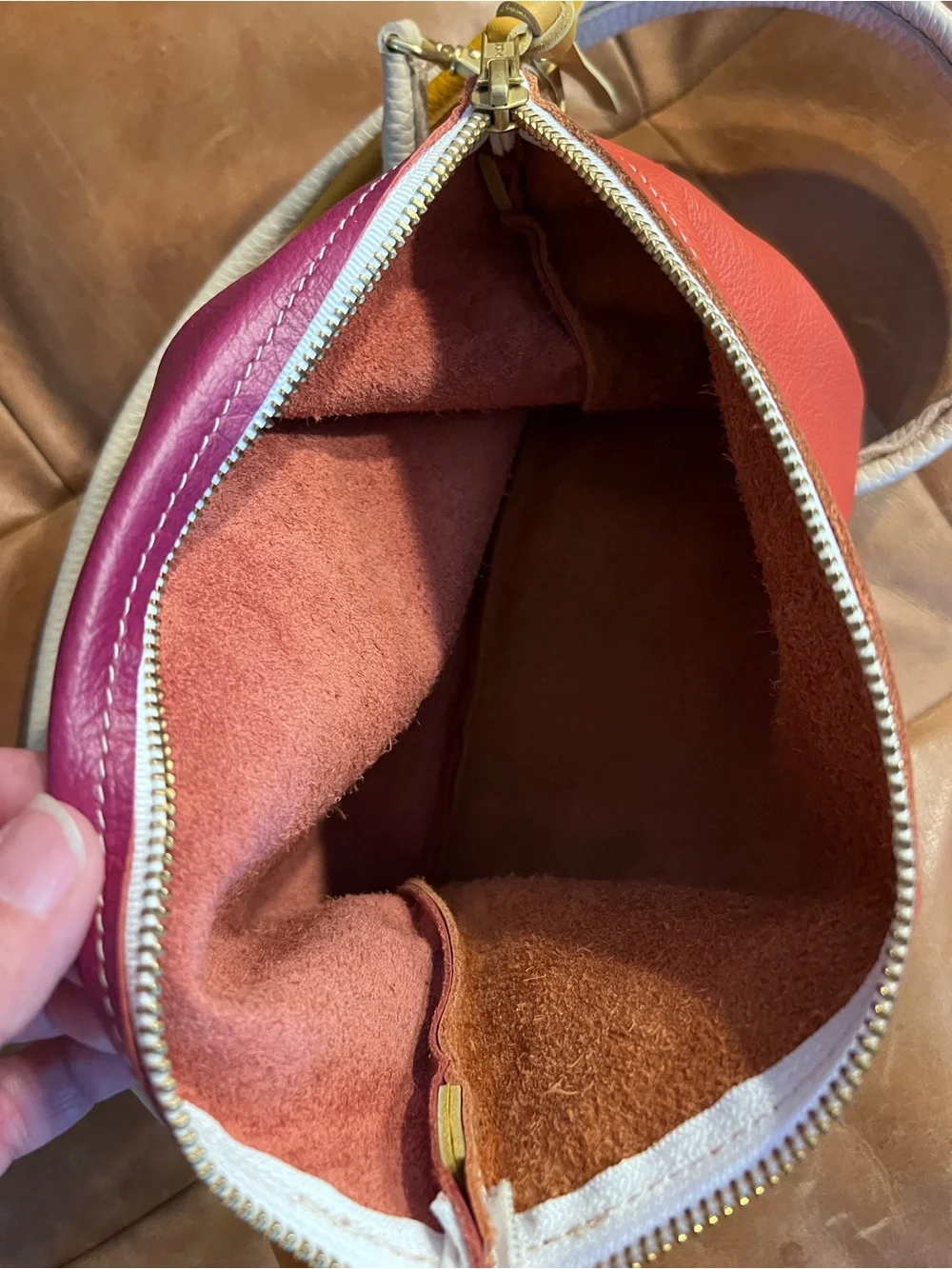 Baqette Leather Crossbody Bag with 2 Straps and Decorative Beadshop Brand Strap